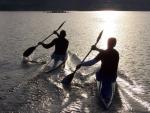 Paul and I paddling one morning 