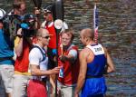Talking with Eirik after 1000m final 